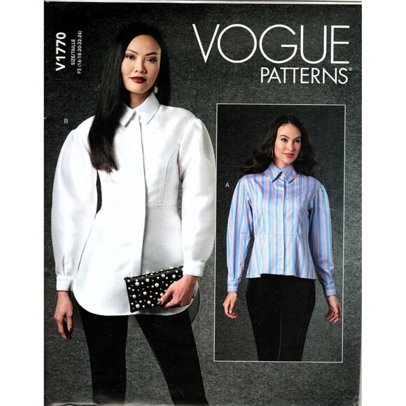 Vogue V1770 Misses 16 to 24 Button Up Blouse Uncut Sewing Pattern - Picture 1 of 2